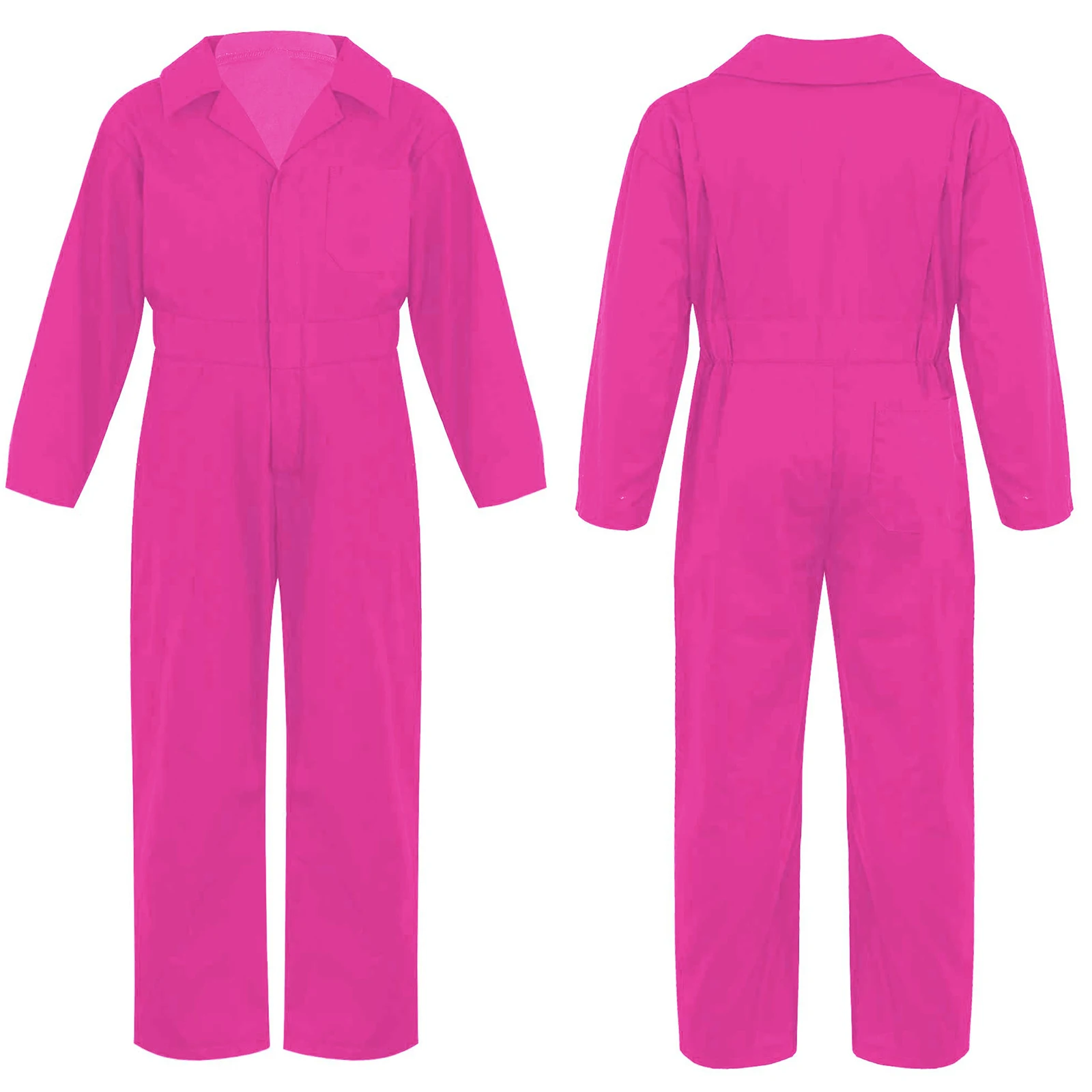Children Solid Color Coverall Jumpsuit Mechanic Coveralls Boiler Suit Flight Suit Stylish Long Sleeve Zipper Bodysuit Overalls