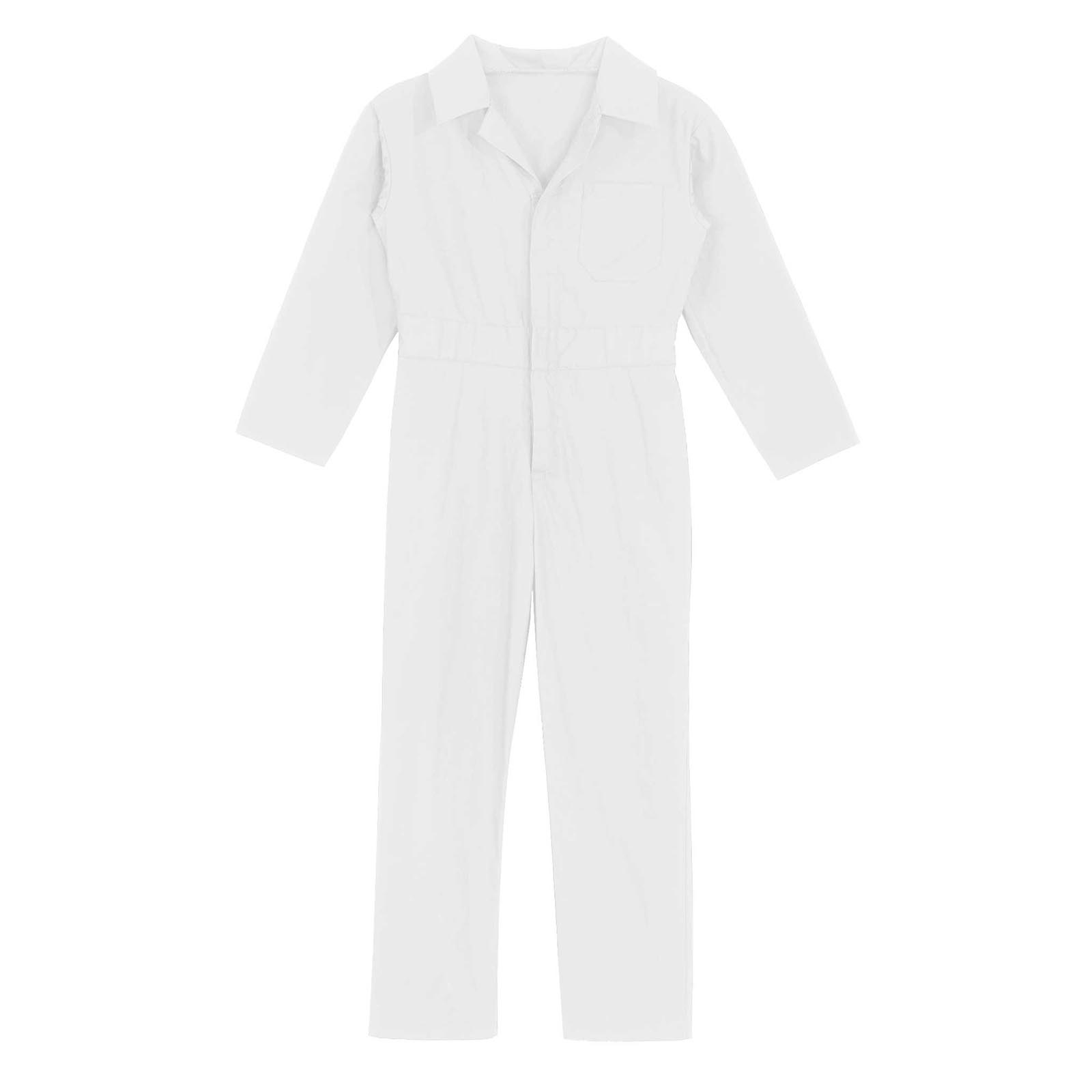 Children Solid Color Coverall Jumpsuit Mechanic Coveralls Boiler Suit Flight Suit Stylish Long Sleeve Zipper Bodysuit Overalls