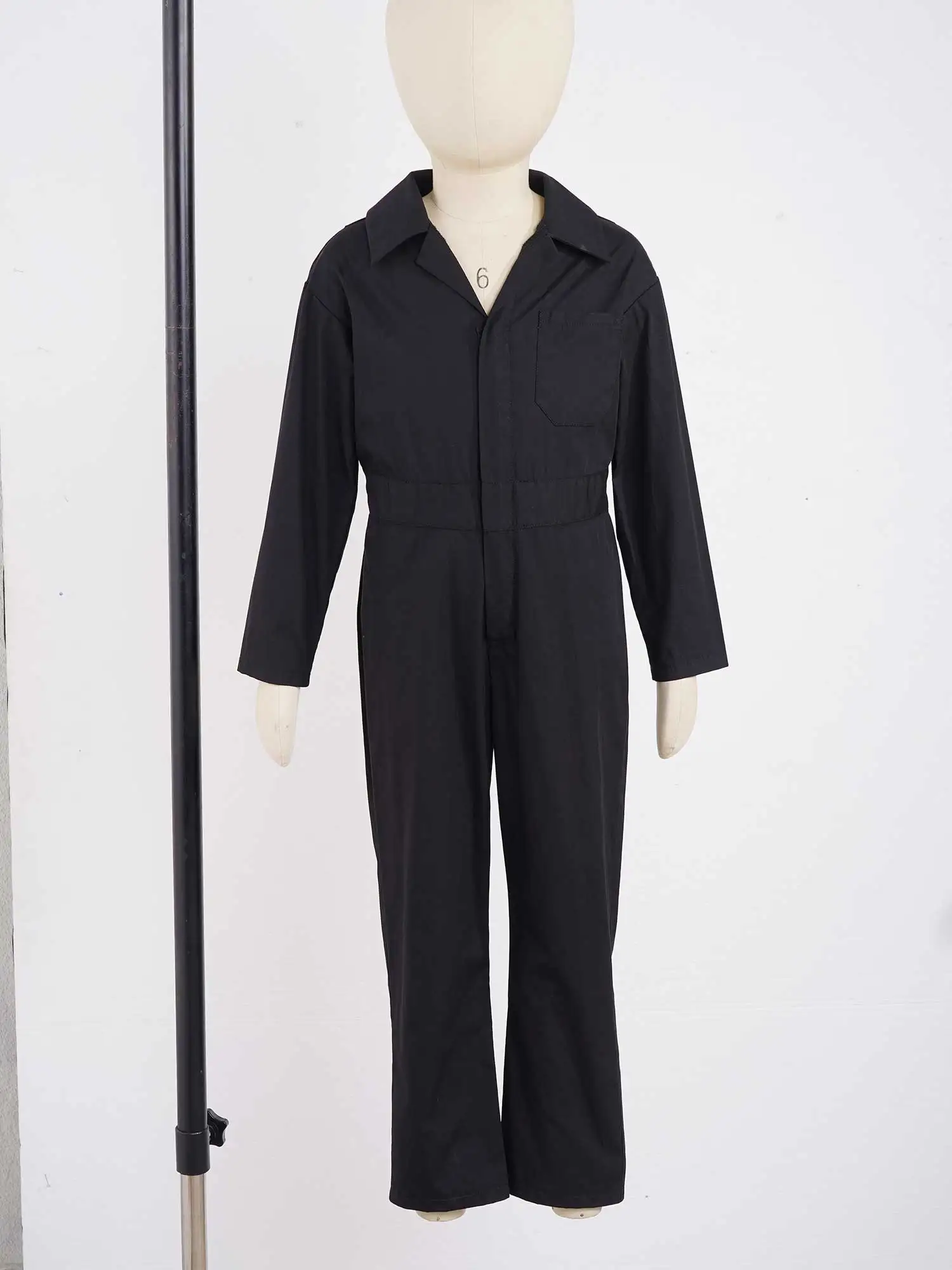 Children Solid Color Coverall Jumpsuit Mechanic Coveralls Boiler Suit Flight Suit Stylish Long Sleeve Zipper Bodysuit Overalls