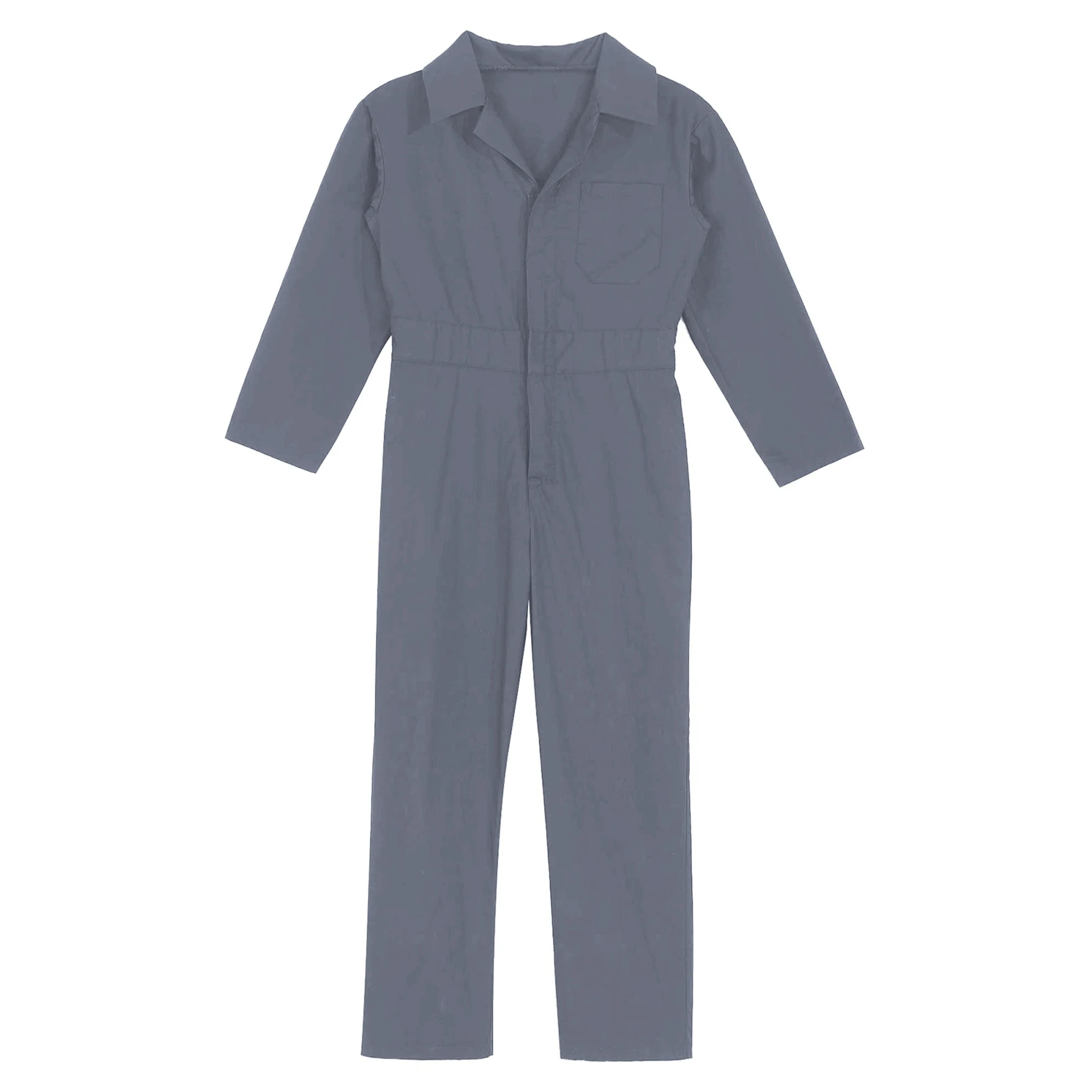 Children Solid Color Coverall Jumpsuit Mechanic Coveralls Boiler Suit Flight Suit Stylish Long Sleeve Zipper Bodysuit Overalls
