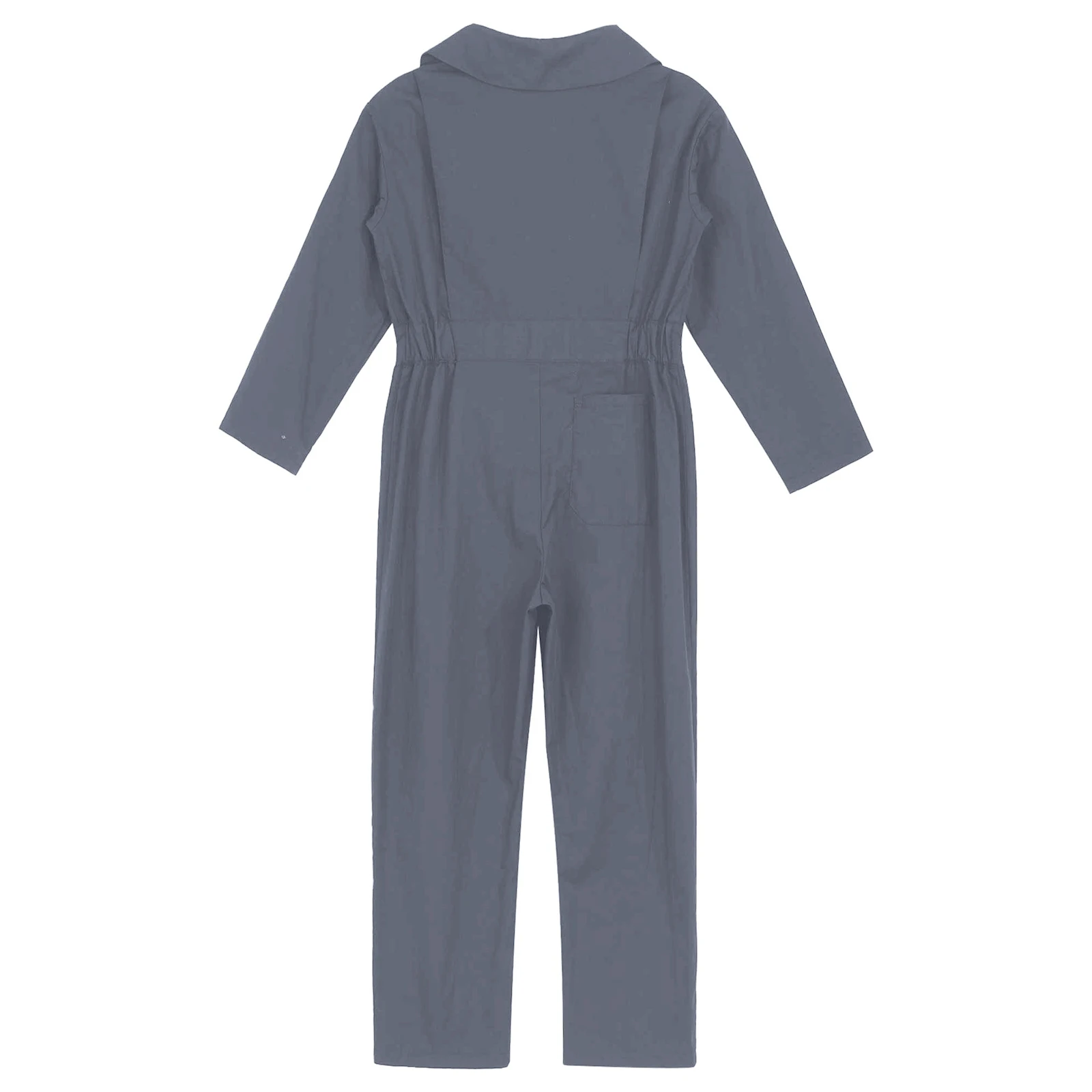 Children Solid Color Coverall Jumpsuit Mechanic Coveralls Boiler Suit Flight Suit Stylish Long Sleeve Zipper Bodysuit Overalls