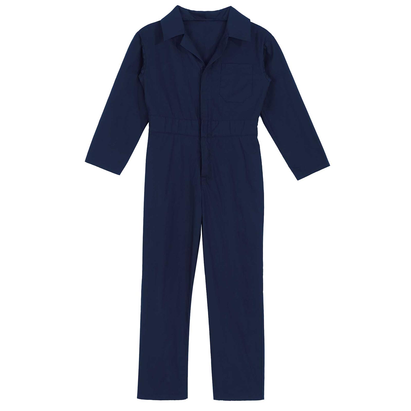 Children Solid Color Coverall Jumpsuit Mechanic Coveralls Boiler Suit Flight Suit Stylish Long Sleeve Zipper Bodysuit Overalls