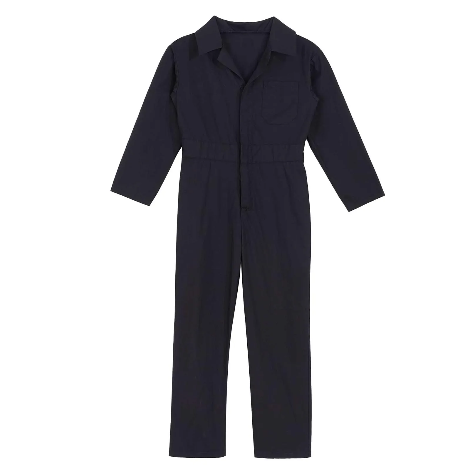 Children Solid Color Coverall Jumpsuit Mechanic Coveralls Boiler Suit Flight Suit Stylish Long Sleeve Zipper Bodysuit Overalls