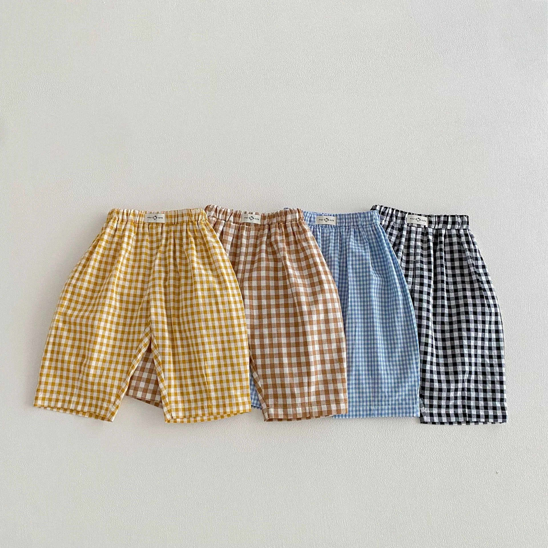 2026 New Spring 0-5Y Boys Pants Korean Style Plaid Straight-Leg Casual Pants Elastic Waist Children Clothing