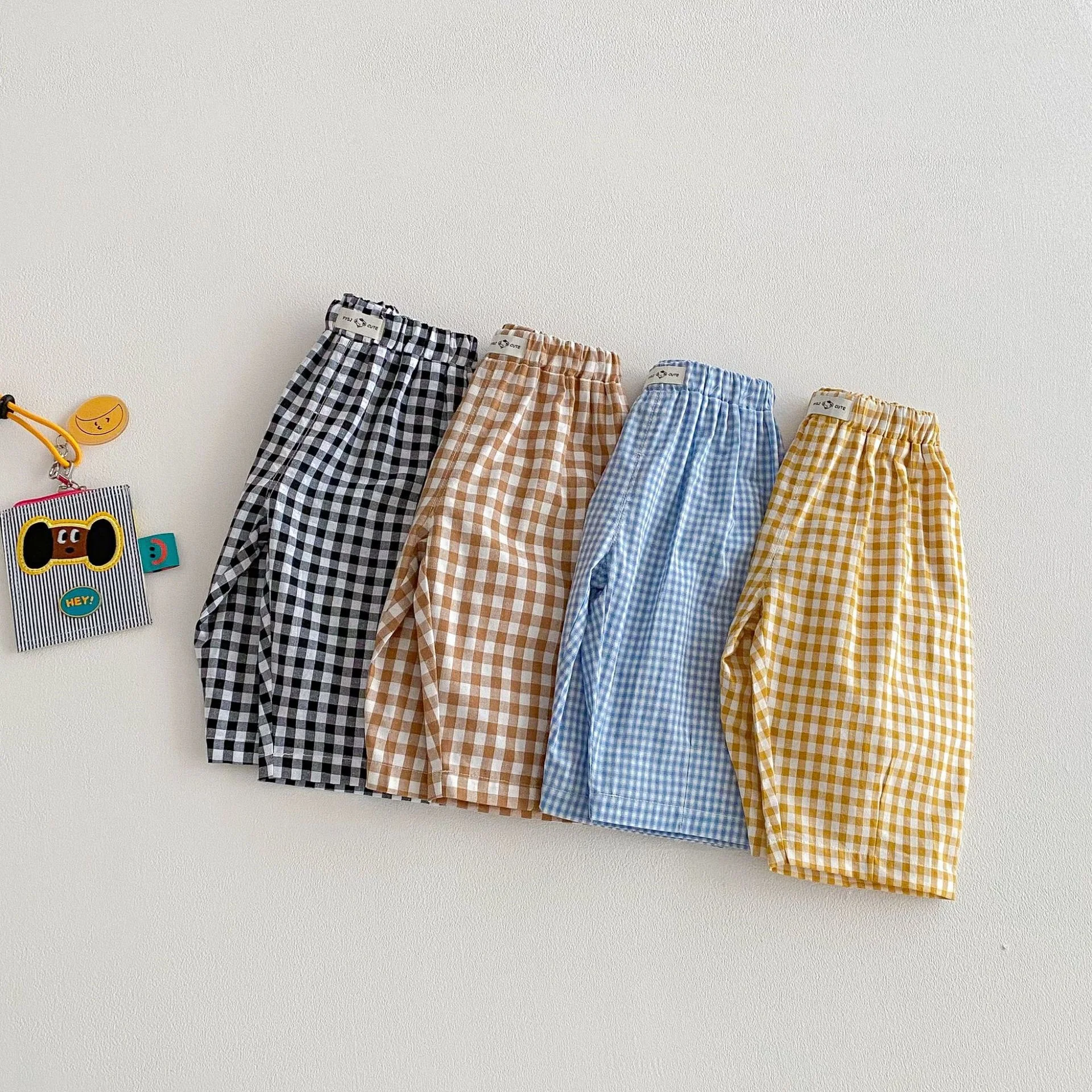 2026 New Spring 0-5Y Boys Pants Korean Style Plaid Straight-Leg Casual Pants Elastic Waist Children Clothing