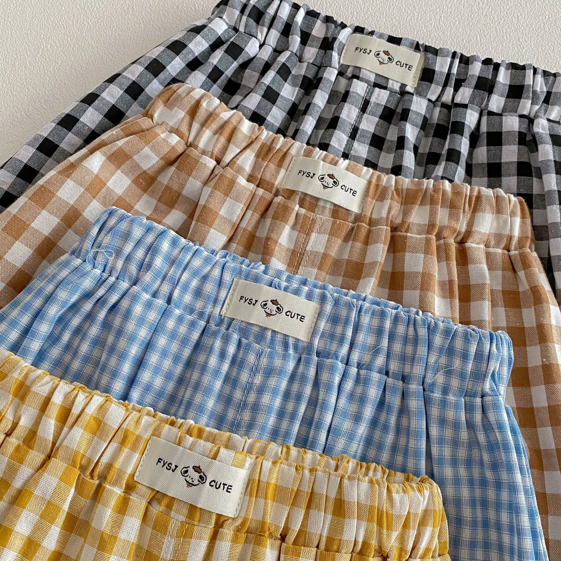 2026 New Spring 0-5Y Boys Pants Korean Style Plaid Straight-Leg Casual Pants Elastic Waist Children Clothing