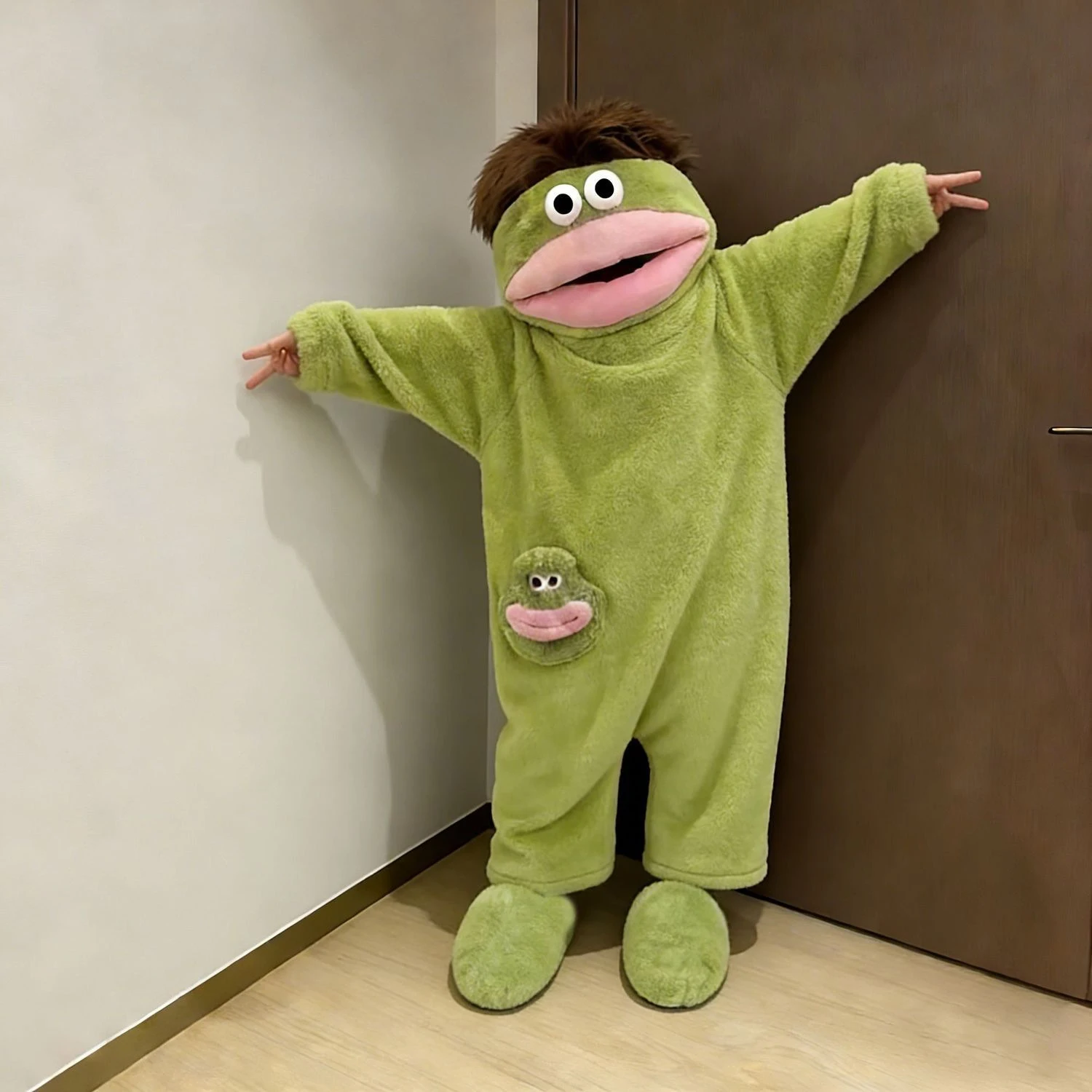 Kids Boys Girls Funny Cartoon Big Mouth Monster Onesie Pajamas Autumn Winter Thick Warm Coral Fleece Homewear Halloween Costumes