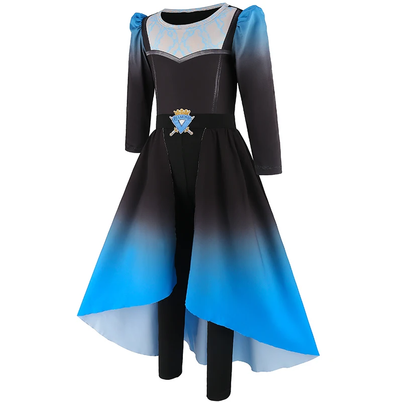 2026 Girls Heir Blue Top + SkirtPants Devil's Wonderland Halloween Fancy Dress Outfit Kids Carnival Birthday Party Clothes Girls