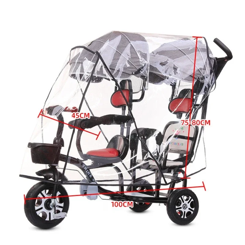 Twin Stroller Rain Cover Baby Pram Universal Accessories Baby Stroller Windproof Warm Dust Proof Cover