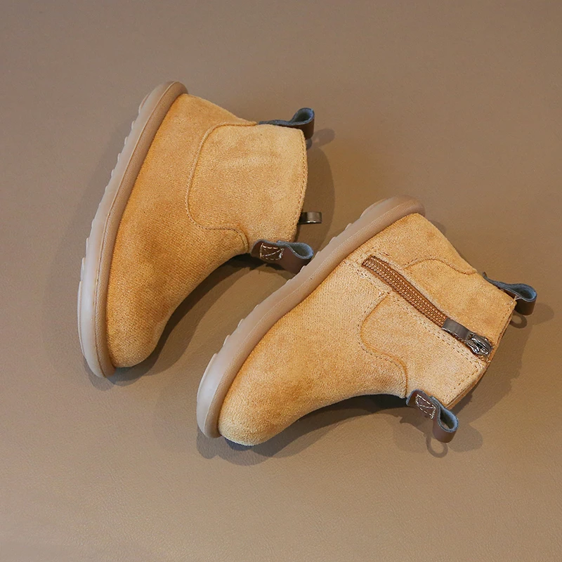 Autumn Winter Baby Boys Girls Boots Oxford Suede Children Casual Shoes Outdoor Anti-slip Infant Shoes Plush Kids Ankle Boots