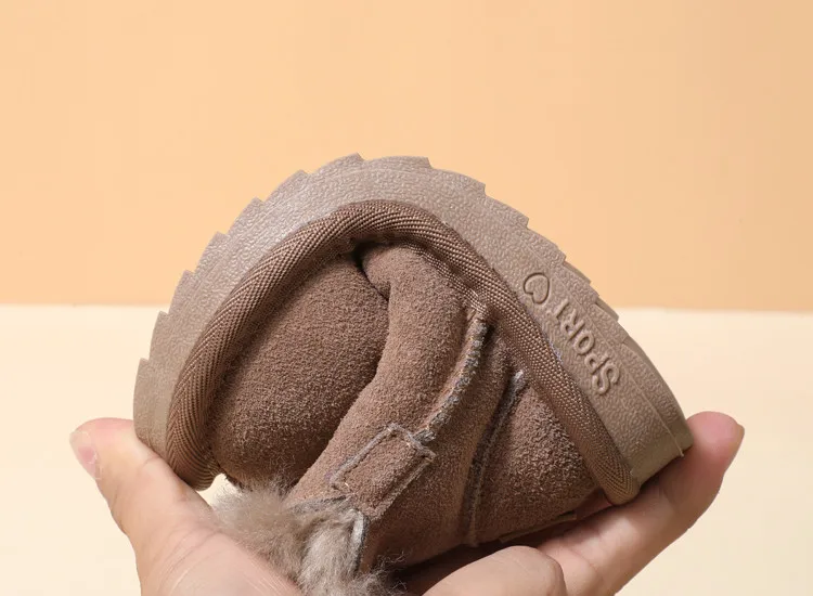 GT-CECD New Winter Children Snow Boots Genuine Leather Girls Boots Warm Plush Boy Shoes Fashion Kids Boots Baby Toddler Shoes