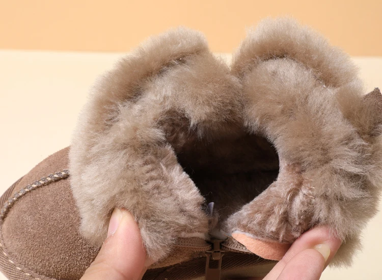 GT-CECD New Winter Children Snow Boots Genuine Leather Girls Boots Warm Plush Boy Shoes Fashion Kids Boots Baby Toddler Shoes