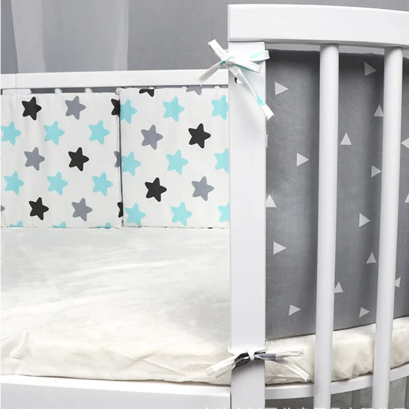 Nordic Stars Baby Bed Thicken Bumpers Zipper Design One-piece Crib Around Cushion Cot Protector Pillows 200*30 CM