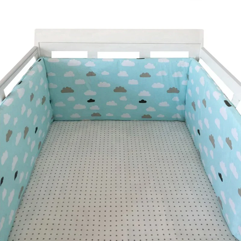 Nordic Stars Baby Bed Thicken Bumpers Zipper Design One-piece Crib Around Cushion Cot Protector Pillows 200*30 CM