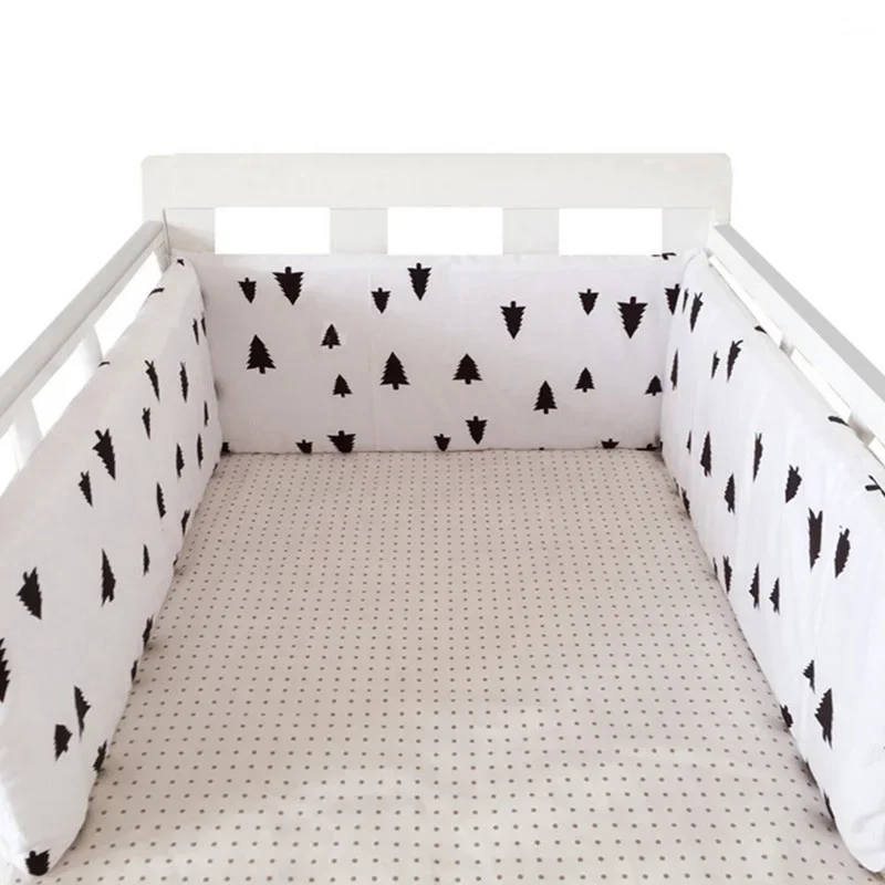 Nordic Stars Baby Bed Thicken Bumpers Zipper Design One-piece Crib Around Cushion Cot Protector Pillows 200*30 CM