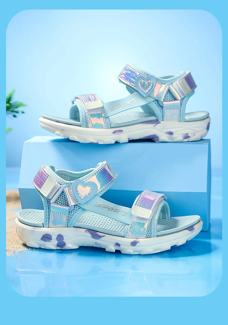 Girls' LED Sandals Children's Toddler Sports Beach Blue Pink Girls' Soft Shining Shoes Outdoor Soft Anti-Slip Princess LED Shoe