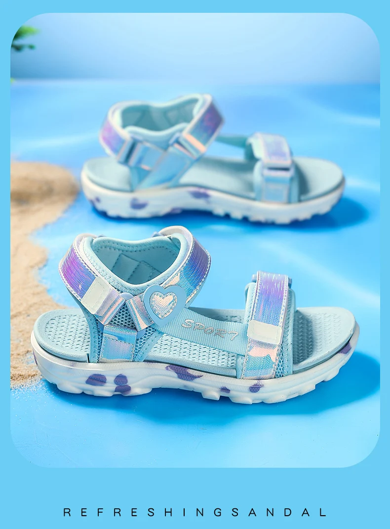 Girls' LED Sandals Children's Toddler Sports Beach Blue Pink Girls' Soft Shining Shoes Outdoor Soft Anti-Slip Princess LED Shoe