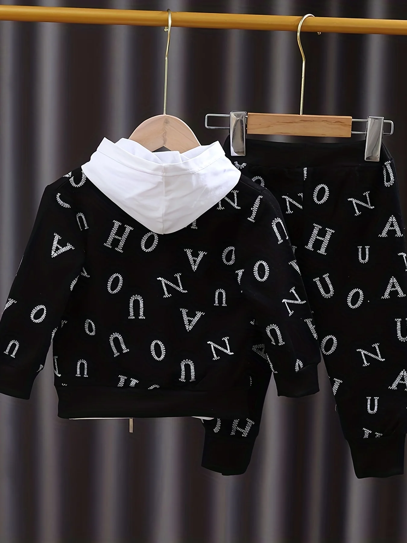 Toddler 3Pcs Letter Print Tracksuit Zip Up Jacket Red Hooded Sweatshirt Elastic Cuffed Jogger Pants Kids Streetwear Outfit Set