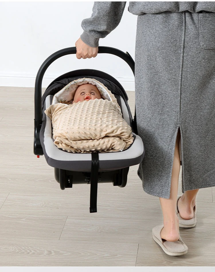 Baby Safety Seat Basket Blanket for Newborn Doudou Fleece Quilt Swaddle Wrap Windproof Hooded Swaddling Blankets Stroller Cover