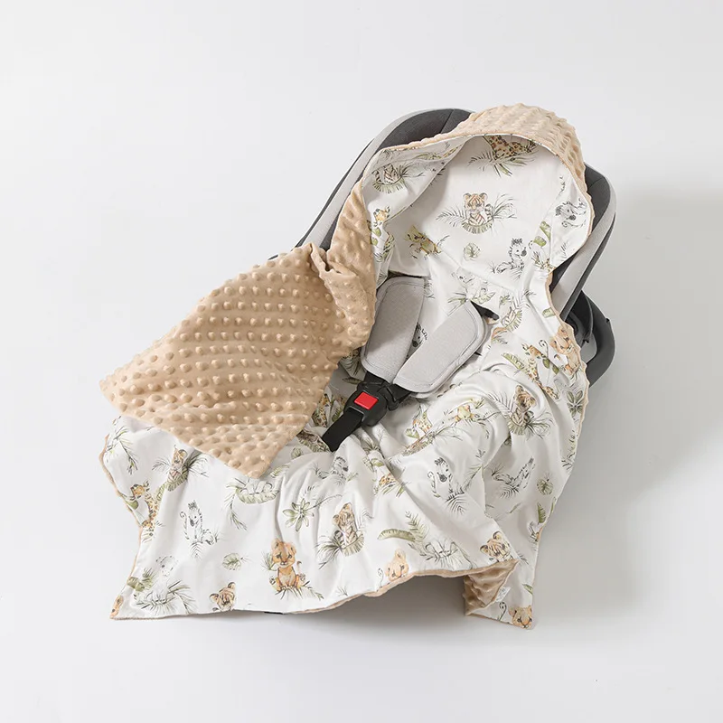 Baby Safety Seat Basket Blanket for Newborn Doudou Fleece Quilt Swaddle Wrap Windproof Hooded Swaddling Blankets Stroller Cover