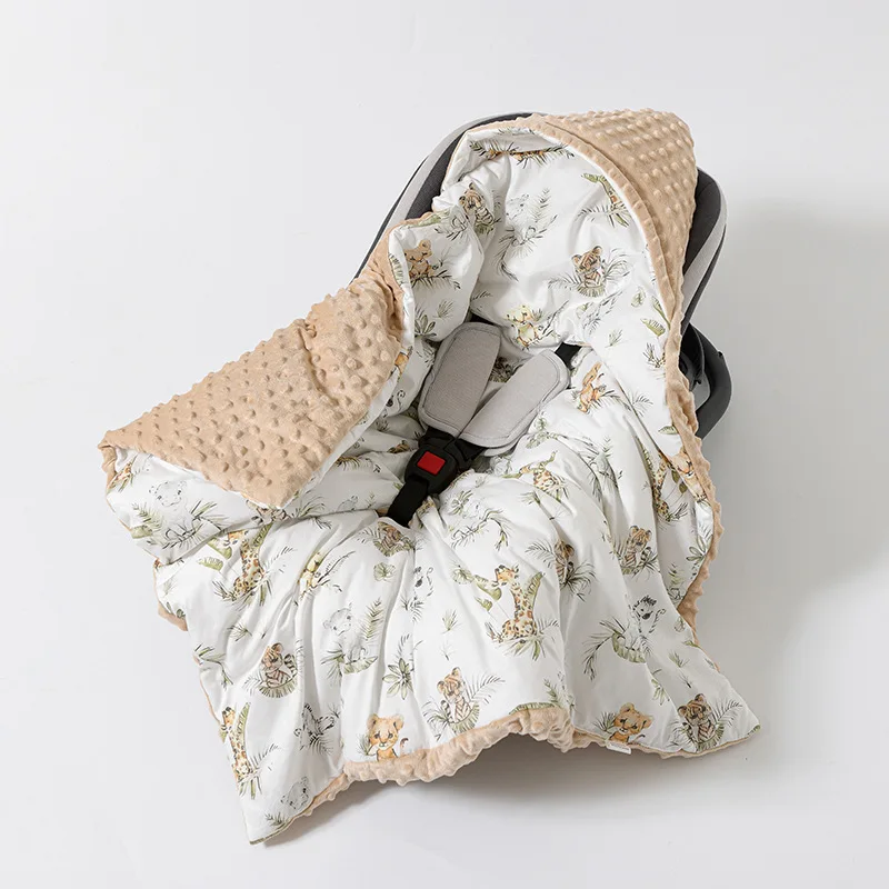 Baby Safety Seat Basket Blanket for Newborn Doudou Fleece Quilt Swaddle Wrap Windproof Hooded Swaddling Blankets Stroller Cover