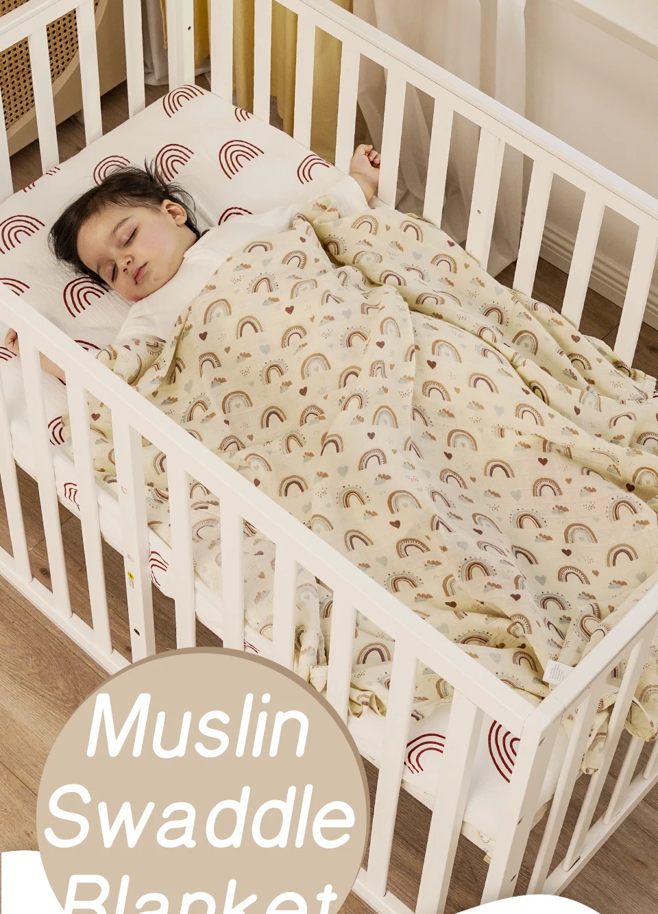 Elinfant 3PCS Bamboo Cotton Muslin Swaddle Blanket Newborn Swaddle Wrap Soft Cozy Nursing Cover Baby Quilt Swaddle Blankets