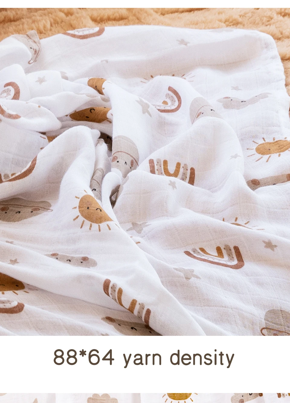 Elinfant 3PCS Bamboo Cotton Muslin Swaddle Blanket Newborn Swaddle Wrap Soft Cozy Nursing Cover Baby Quilt Swaddle Blankets