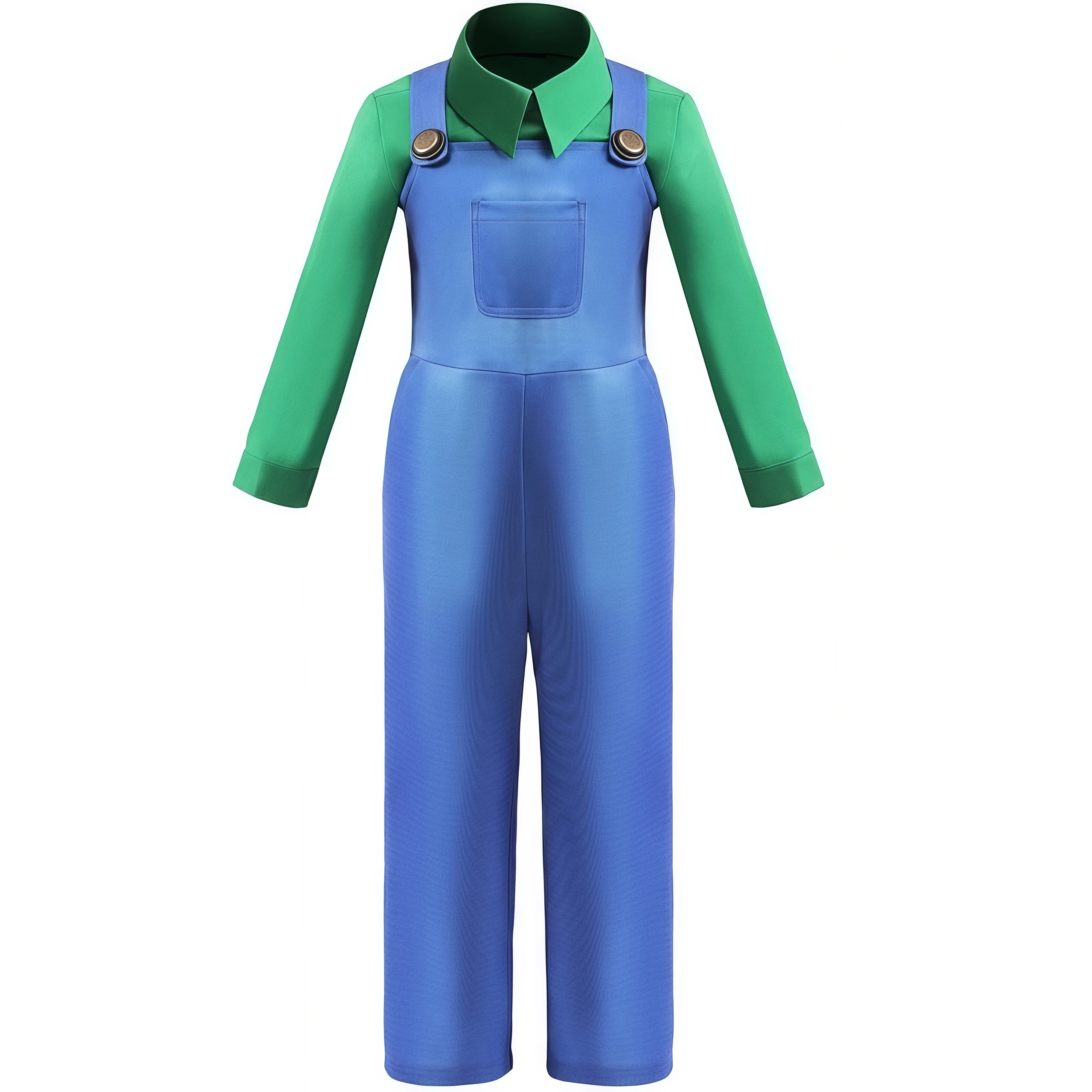 Anime Luigi Bros Game Cosplay Costume Boys Shirt Overall With Accessories For Kids Halloween Birthday Party Performance Outfits