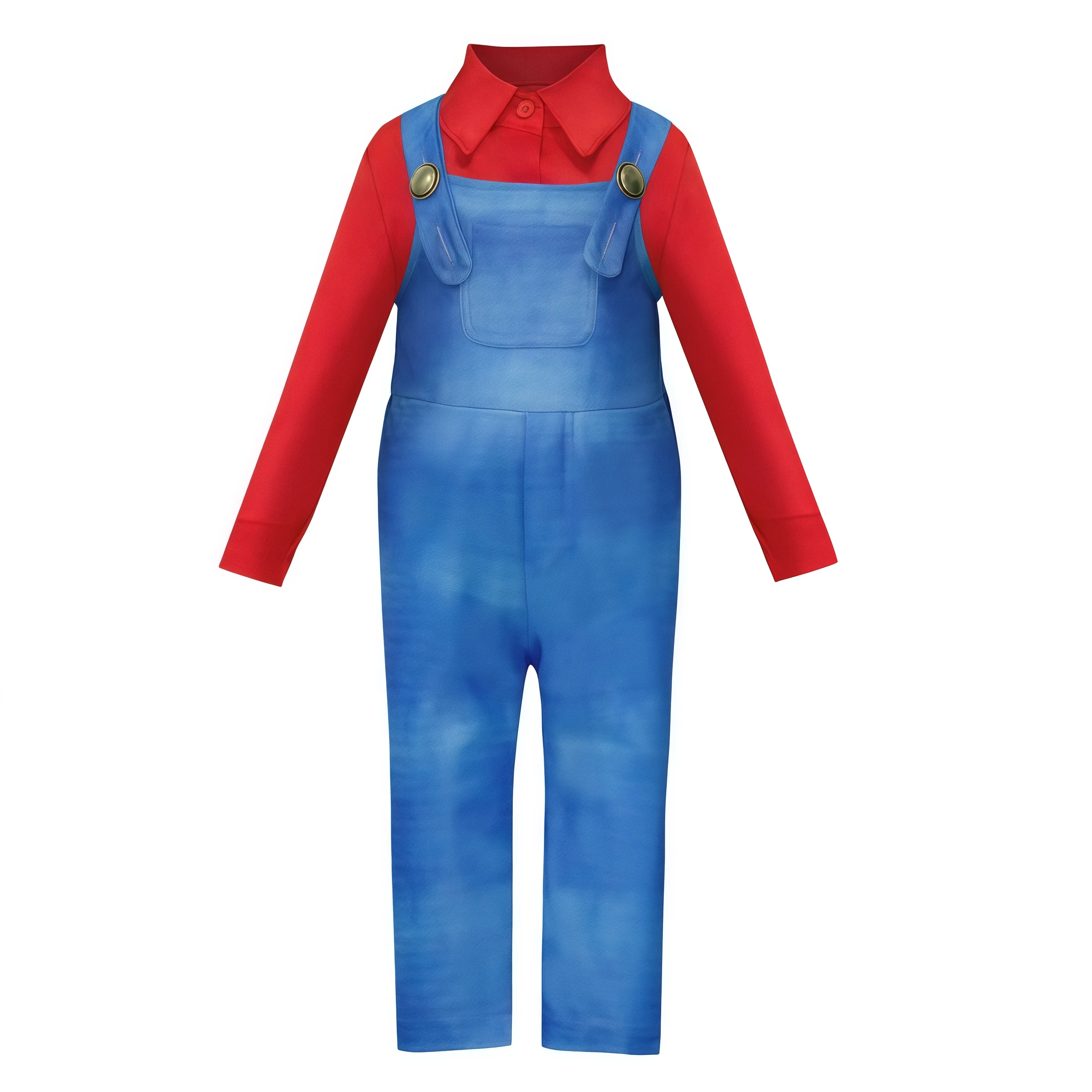 Anime Luigi Bros Game Cosplay Costume Boys Shirt Overall With Accessories For Kids Halloween Birthday Party Performance Outfits