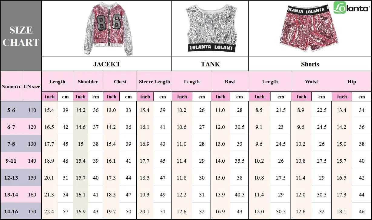 LOlanta Girls Sequin Dance Costume Sparkle Hip Hop Jazz Dance Dresses Modern Dancing Outfits 4-14 Years