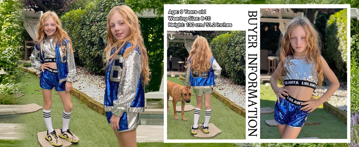 LOlanta Girls Sequin Dance Costume Sparkle Hip Hop Jazz Dance Dresses Modern Dancing Outfits 4-14 Years