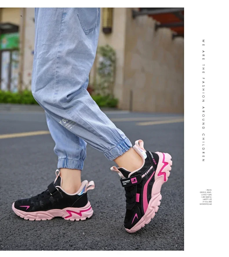 Kids Girls Shoes Running School Breathable Non-slip Sneakers Children Casual Shoes Outdoor Walking Tennis Sport All Season