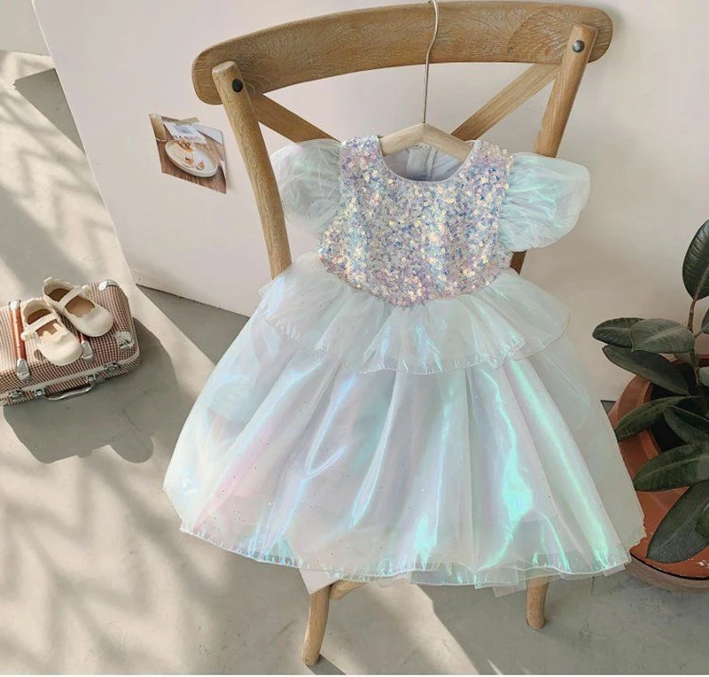 Girls Dress Fairy Tale Role Playing Summer New Mesh Fashion Little Princess Dress Christmas Birthday Gift 2-8 Years Kids Clothes