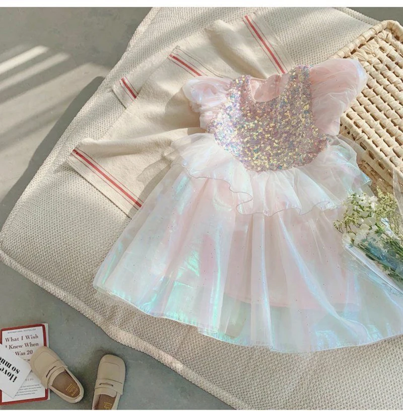 Girls Dress Fairy Tale Role Playing Summer New Mesh Fashion Little Princess Dress Christmas Birthday Gift 2-8 Years Kids Clothes