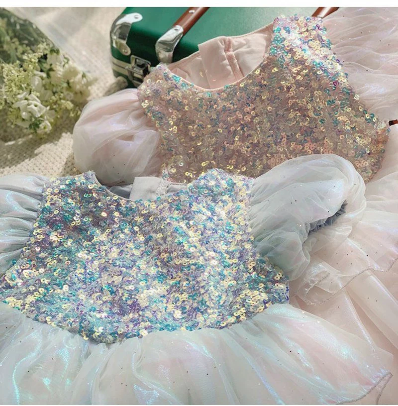 Girls Dress Fairy Tale Role Playing Summer New Mesh Fashion Little Princess Dress Christmas Birthday Gift 2-8 Years Kids Clothes