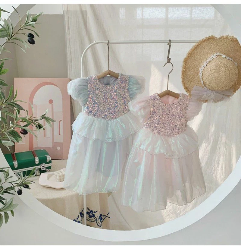 Girls Dress Fairy Tale Role Playing Summer New Mesh Fashion Little Princess Dress Christmas Birthday Gift 2-8 Years Kids Clothes