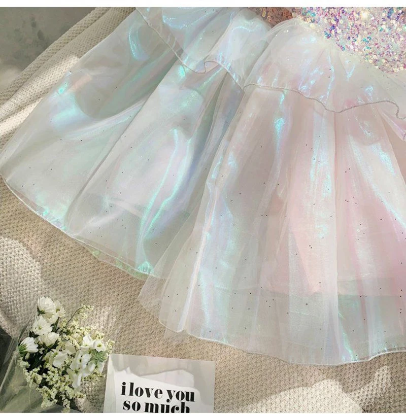 Girls Dress Fairy Tale Role Playing Summer New Mesh Fashion Little Princess Dress Christmas Birthday Gift 2-8 Years Kids Clothes
