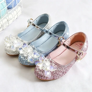 Summer Girls' Sandals Crystal Fashion Girls' Party Casual Shoes Buckle Ball Shoes