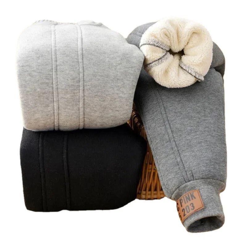 Boys Warm Thicken Pants New Winter Kids Plush Velvet Cotton Sweatpants Teens Girls Fleece Casual Trousers Children Warm Clothing