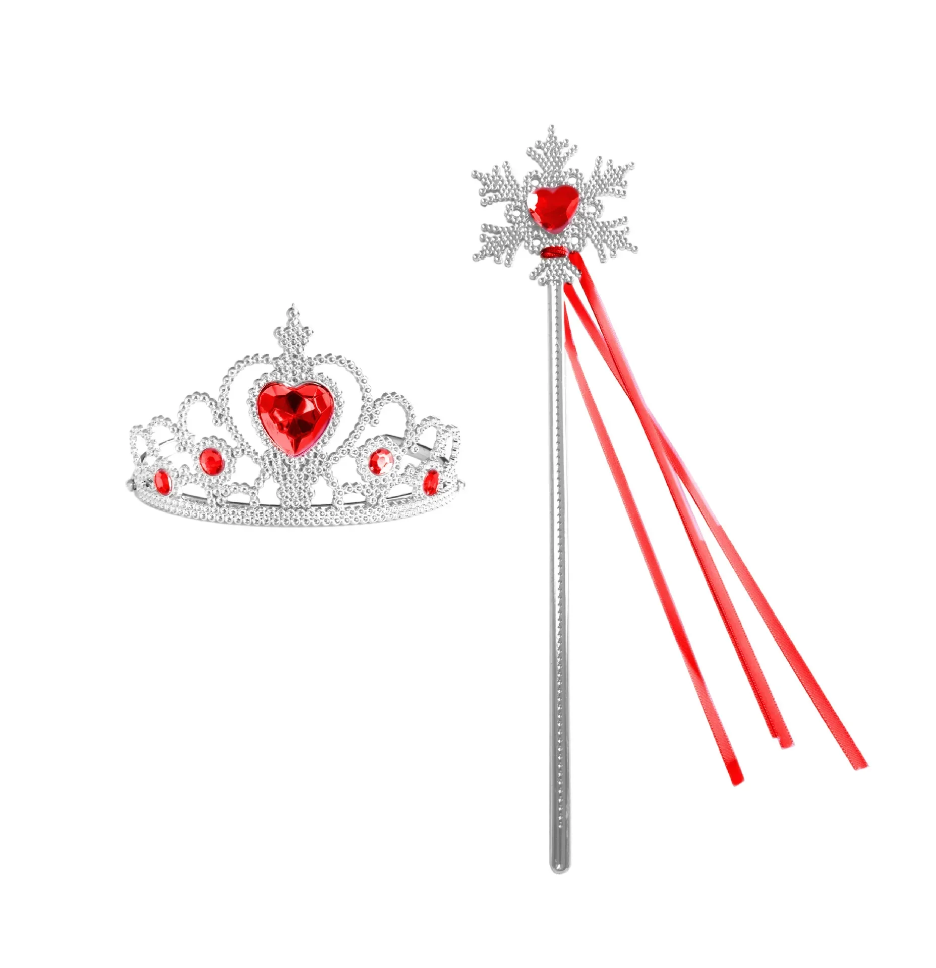 Wholesale 10pcs/Set Girls Princess Dress Up Diamond Crown Magic Wand Children Play Toys Elsa Snowflake Wand Kids Party Favor