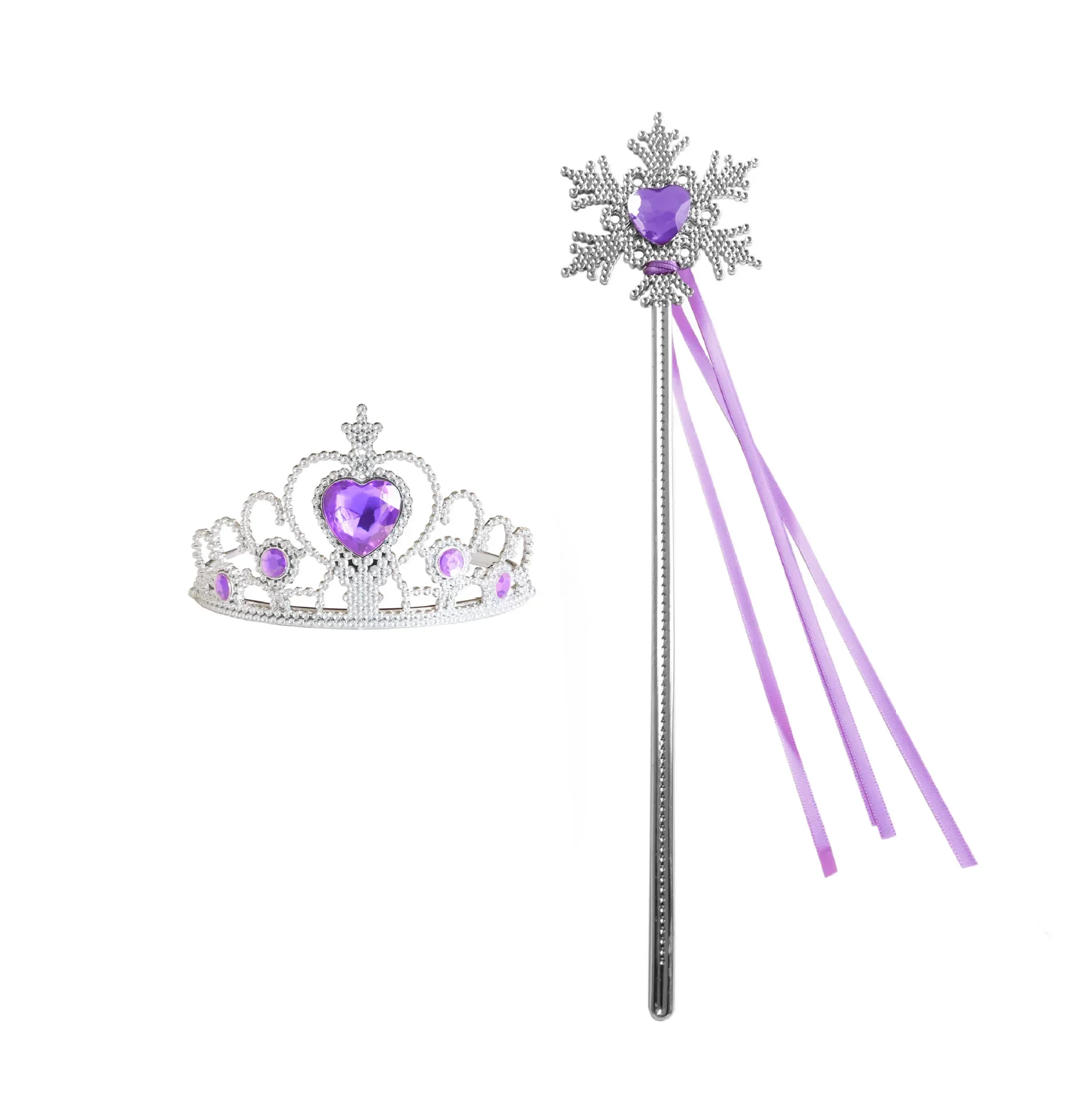 Wholesale 10pcs/Set Girls Princess Dress Up Diamond Crown Magic Wand Children Play Toys Elsa Snowflake Wand Kids Party Favor