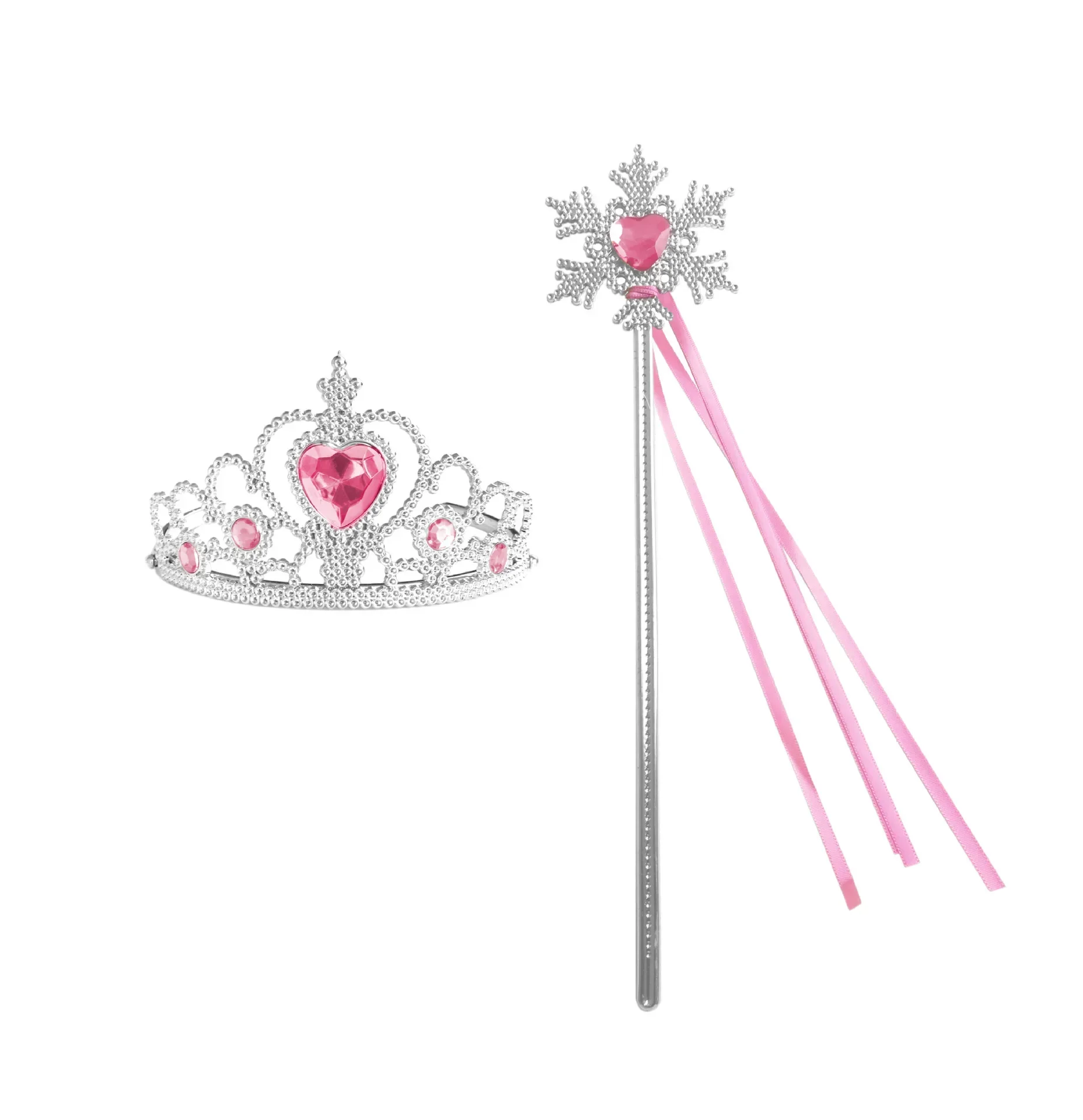 Wholesale 10pcs/Set Girls Princess Dress Up Diamond Crown Magic Wand Children Play Toys Elsa Snowflake Wand Kids Party Favor