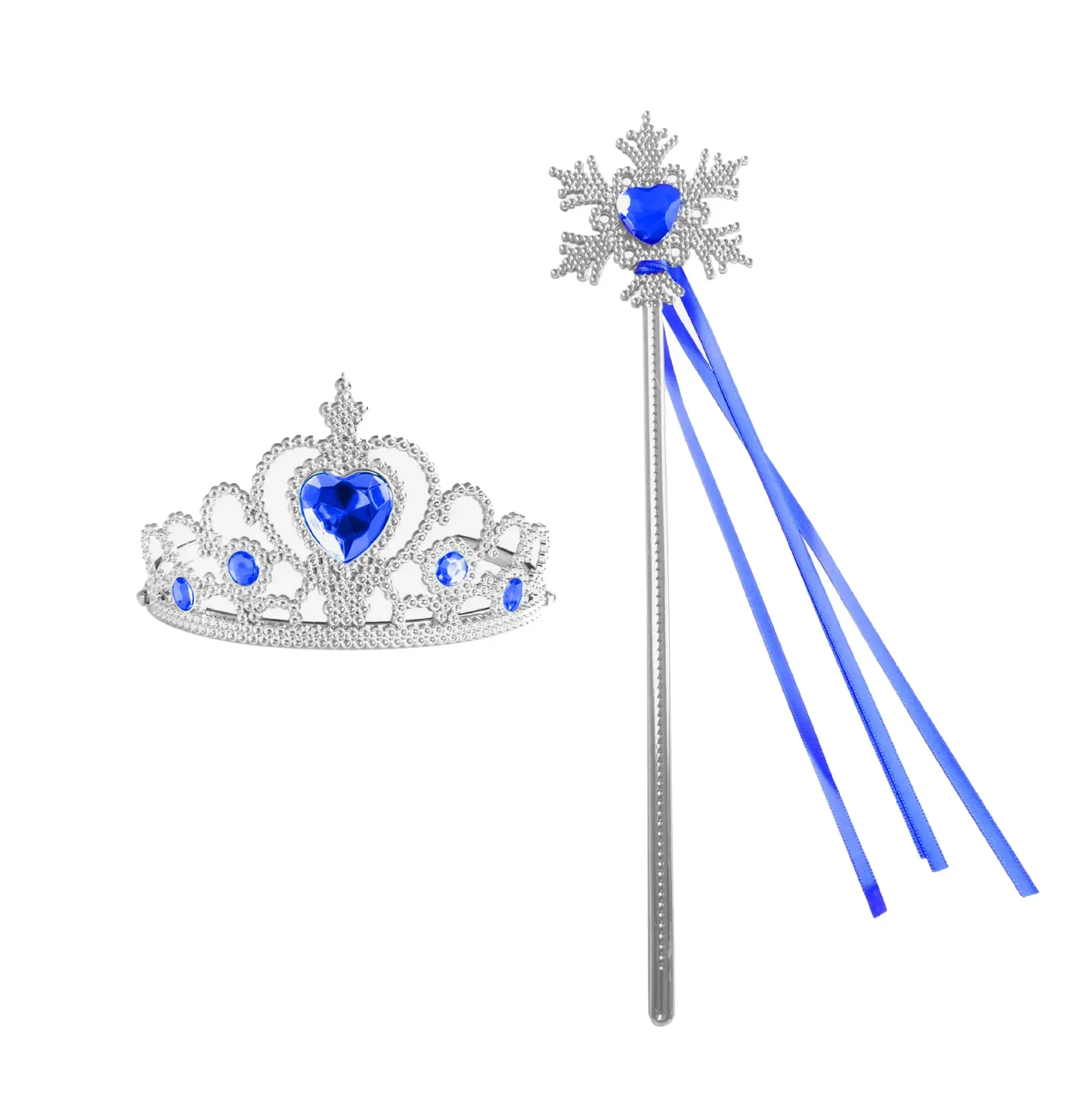Wholesale 10pcs/Set Girls Princess Dress Up Diamond Crown Magic Wand Children Play Toys Elsa Snowflake Wand Kids Party Favor
