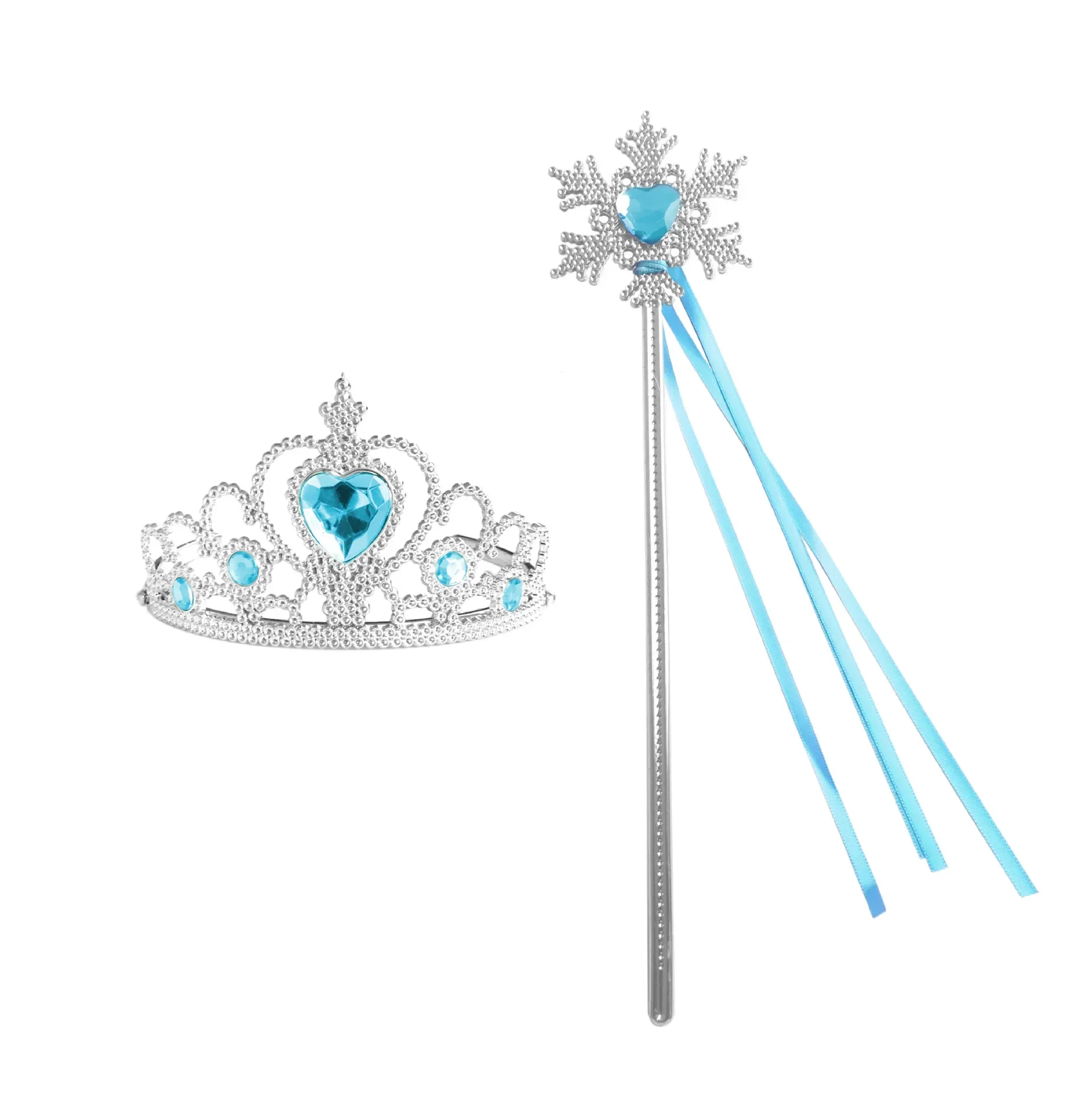 Wholesale 10pcs/Set Girls Princess Dress Up Diamond Crown Magic Wand Children Play Toys Elsa Snowflake Wand Kids Party Favor