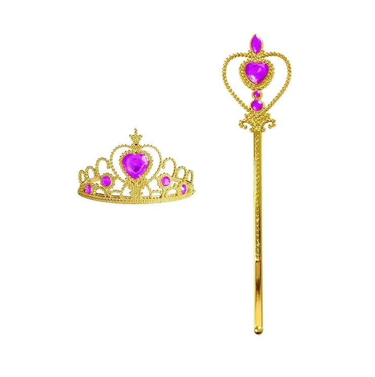 Wholesale 10pcs/Set Girls Princess Dress Up Diamond Crown Magic Wand Children Play Toys Elsa Snowflake Wand Kids Party Favor
