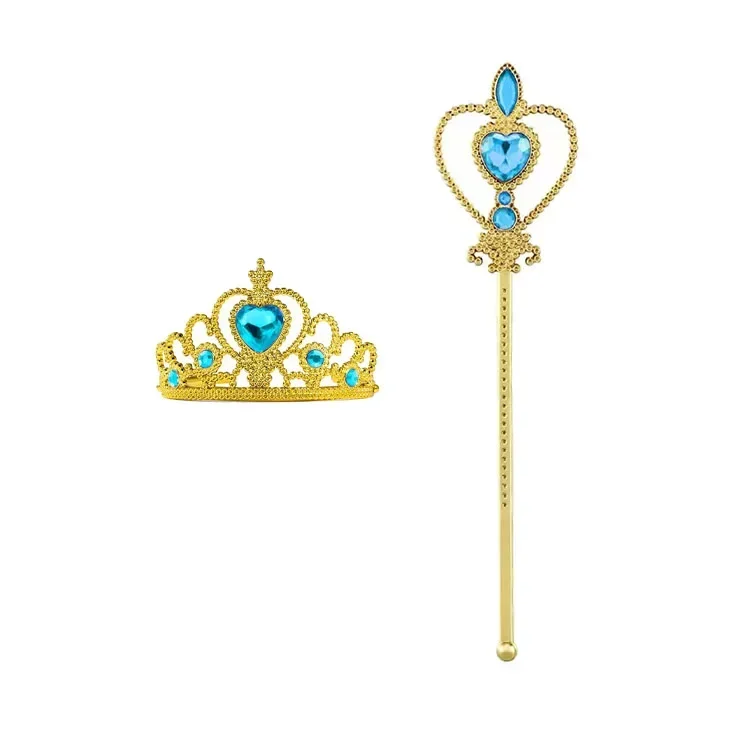 Wholesale 10pcs/Set Girls Princess Dress Up Diamond Crown Magic Wand Children Play Toys Elsa Snowflake Wand Kids Party Favor