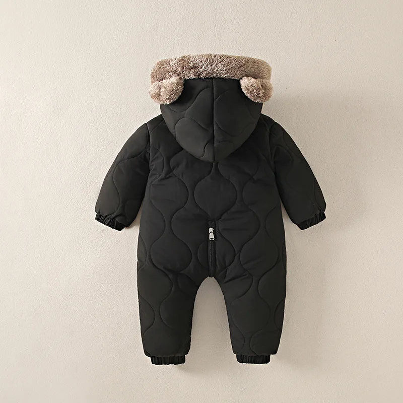 KLFLGD0-3 Years Old Winter Baby Outdoor Clothing Fur Lining Warm Toddler Girl Boy Jumpsuit Cartoon Plus Velvet Baby Jumpsuit