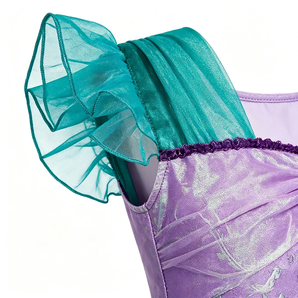 Girls Mermaid Costume Princess Kids Purple Dress Cosplay Children Clothing Fancy Carnival Birthday Party Dresses
