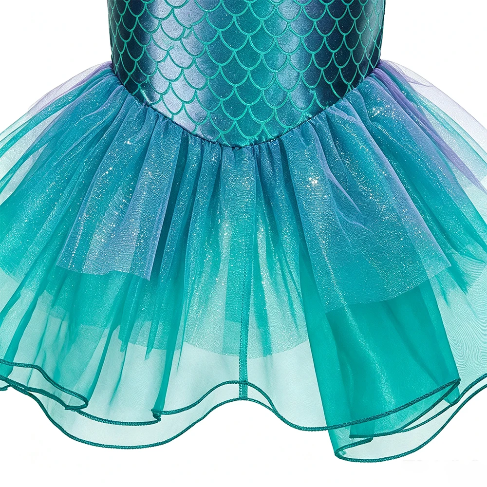 Girls Mermaid Costume Princess Kids Purple Dress Cosplay Children Clothing Fancy Carnival Birthday Party Dresses