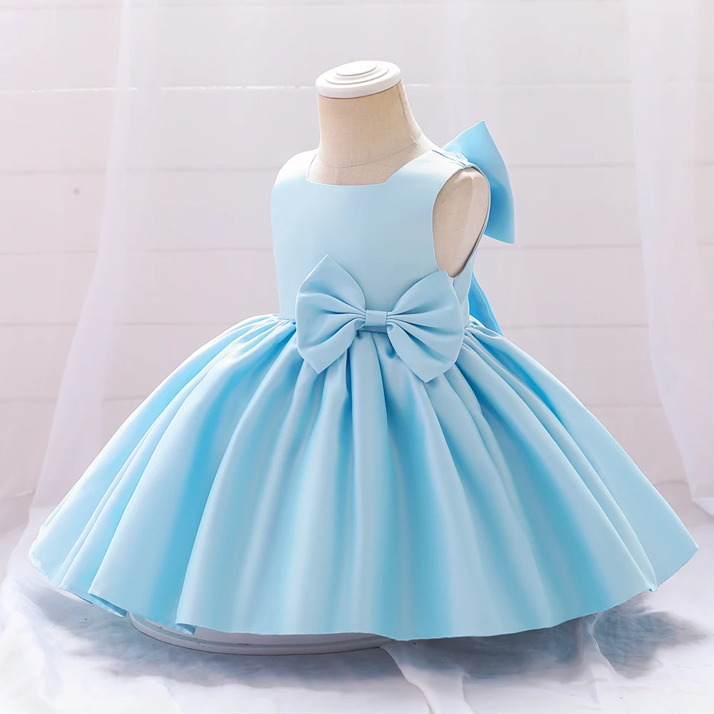 Toddler Bow Party Baby Girls Dress Elegant 1st Birthday Baptism Bridesmaids Princess Dresses for Girl Gala Wedding Prom Costumes